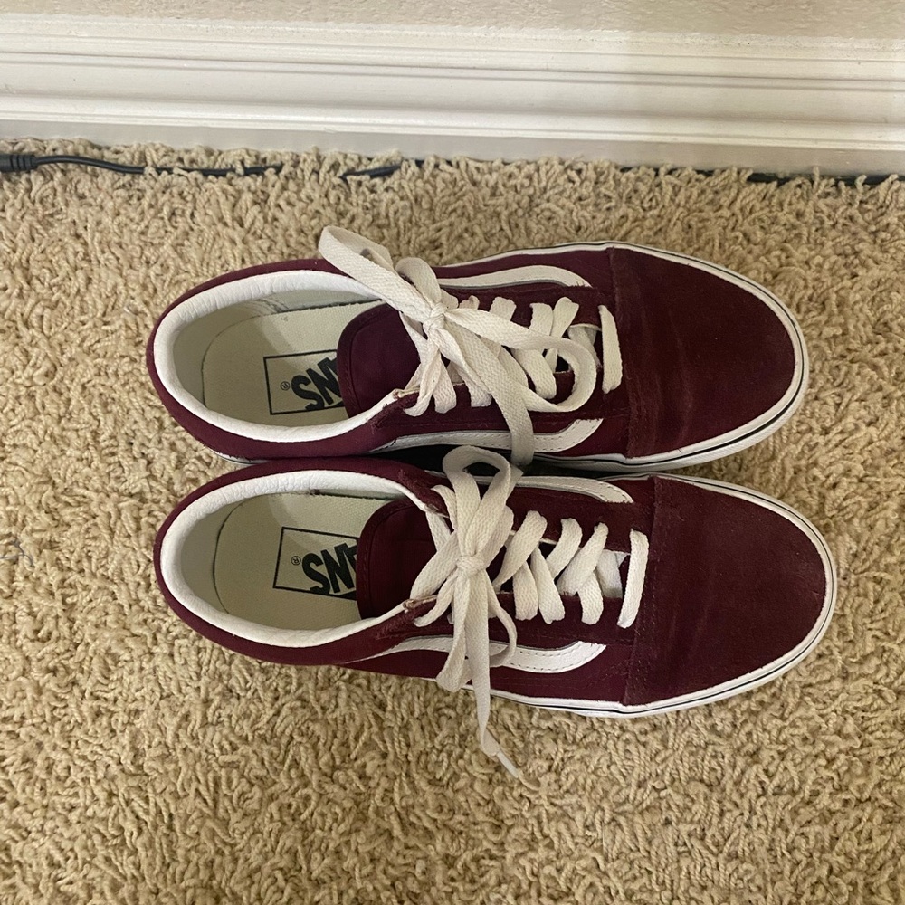 Maroon platform vans